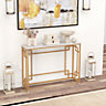 Costway 110cm Long Modern Console Table Faux Marble Narrow Entryway Hallway Table Accent Desk