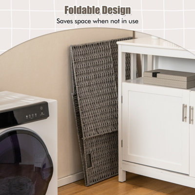Costway 110L Laundry Hamper Bathroom Hand-woven Rattan Laundry Basket with Lid - 6