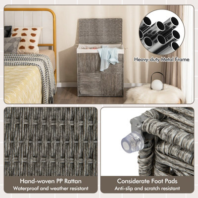 Costway 110L Laundry Hamper Bathroom Hand-woven Rattan Laundry Basket with Lid - 7
