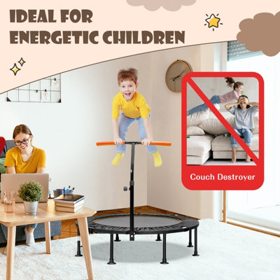 Costway 115CM Folding Trampoline Adults Kids Exercise Trampoline W/ Adjustable Handrail - 3