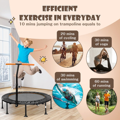 Costway 115CM Folding Trampoline Adults Kids Exercise Trampoline W/ Adjustable Handrail - 5