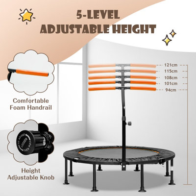 Costway 115CM Folding Trampoline Adults Kids Exercise Trampoline W/ Adjustable Handrail - 6