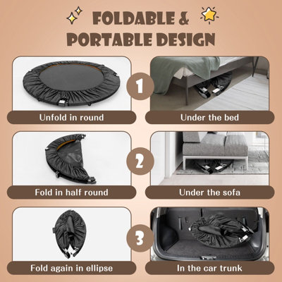 Costway 115CM Folding Trampoline Adults Kids Exercise Trampoline W/ Adjustable Handrail - 8