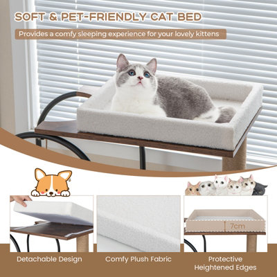 Costway 118 cm Cat Tree Tower Cat Condo Activity Center w/ Metal Frame Scratching Posts - 6