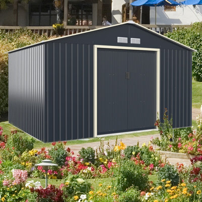 Costway 11FT x 8FT Large Outdoor Storage Shed Tool Storage House w/ Sliding Door