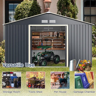 Costway 11FT x 8FT Large Outdoor Storage Shed Tool Storage House w/ Sliding Door