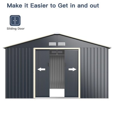 Costway 11FT x 8FT Large Outdoor Storage Shed Tool Storage House w/ Sliding Door - 3