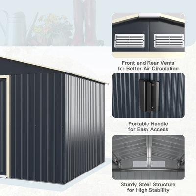 Costway 11FT x 8FT Large Outdoor Storage Shed Tool Storage House w/ Sliding Door - 7