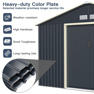 Costway 11FT x 8FT Large Outdoor Storage Shed Tool Storage House w/ Sliding Door - 5