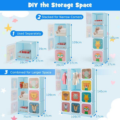 Costway 12-Cube Baby Closet Dresser Portable Kids Wardrobe Children's Storage Organizer