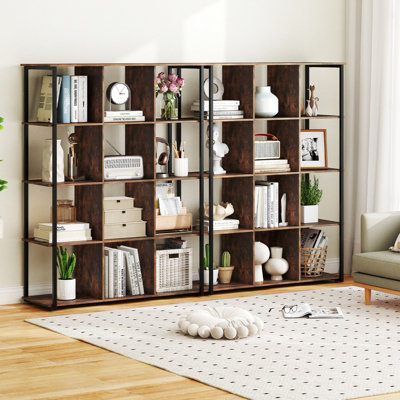 COSTWAY 12-Cube Bookcase Tall Freestanding Bookshelf Industrial Open Shelf