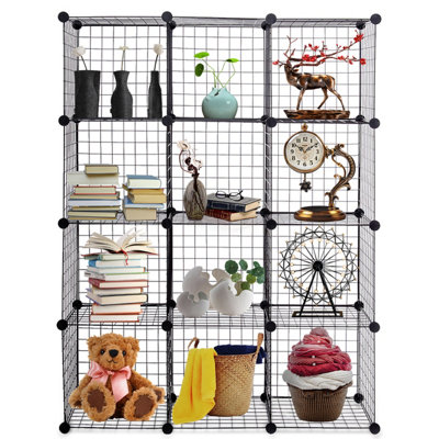 Costway 12 Cube Storage Shelf Rack DIY Wire Grid Bookcase Display Cabinet Organiser