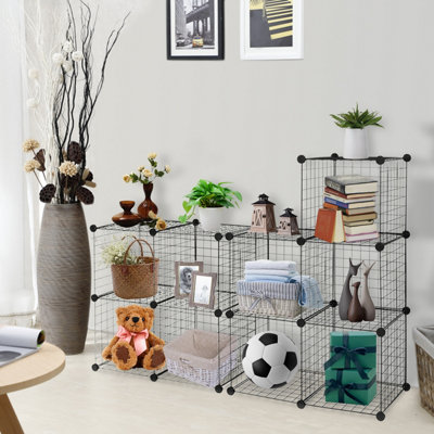 Costway 12 Cube Storage Shelf Rack DIY Wire Grid Bookcase Display Cabinet Organiser