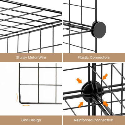 Costway 12 Cube Storage Shelf Rack DIY Wire Grid Bookcase Display ...
