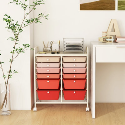 Costway 12 Drawer Rolling Storage Cart Office Lightweight Utility Cart w/ Lockable Wheels
