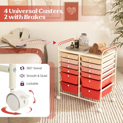 Costway 12 Drawer Rolling Storage Cart Office Lightweight Utility Cart w/ Lockable Wheels - 5