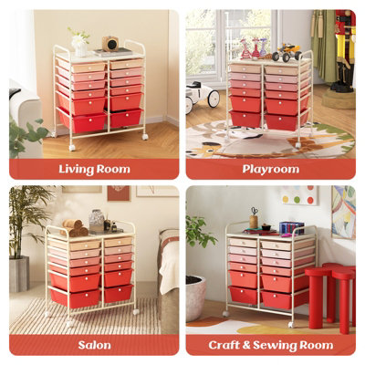 Costway 12 Drawer Rolling Storage Cart Office Lightweight Utility Cart w/ Lockable Wheels - 8