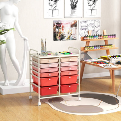Costway 12 Drawer Rolling Storage Cart Office Lightweight Utility Cart w/ Lockable Wheels - 9