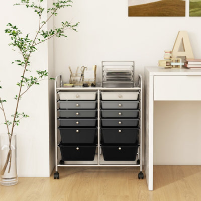 Costway 12 Drawer Rolling Storage Cart Office Lightweight Utility Cart w/ Lockable Wheels