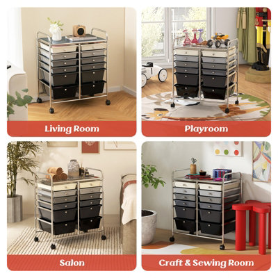 Costway 12 Drawer Rolling Storage Cart Office Lightweight Utility Cart ...