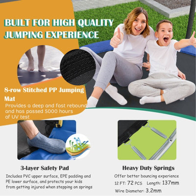 Costway 12 FT Outdoor Trampoline Jumping Exercise Fitness Trampoline w/ Basketball Hoop - 7
