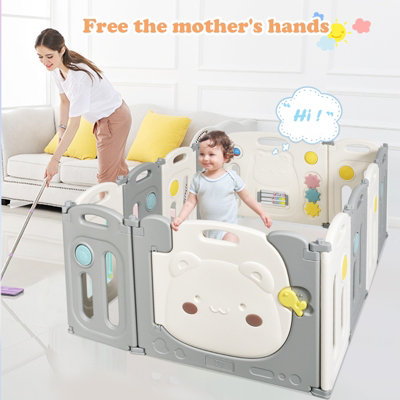 Costway 12 Panels Baby Safety Playpen Kids Foldable Toddler Safety Activity Play Center - 6