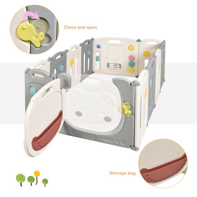 Costway 12 Panels Baby Safety Playpen Kids Foldable Toddler Safety Activity Play Center - 7