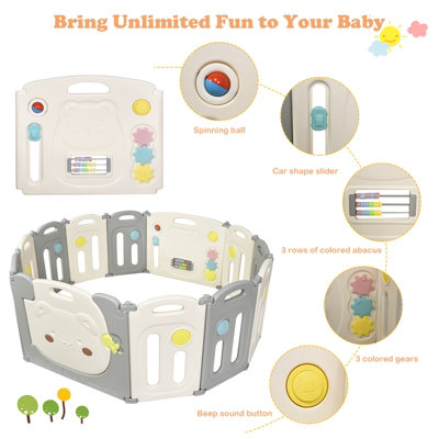 Costway 12 Panels Baby Safety Playpen Kids Foldable Toddler Safety Activity Play Center - 9