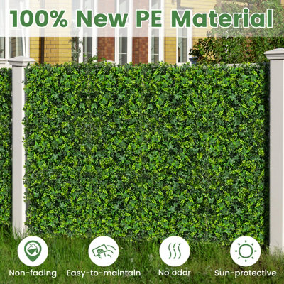 COSTWAY 12 Pcs Artificial Grass Wall Panels 50 x 50cm Faux Greenery Foliage Panels - 3