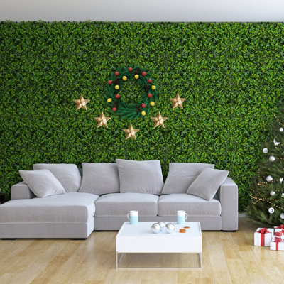 COSTWAY 12 Pcs Artificial Grass Wall Panels 50 x 50cm Faux Greenery Foliage Panels - 8