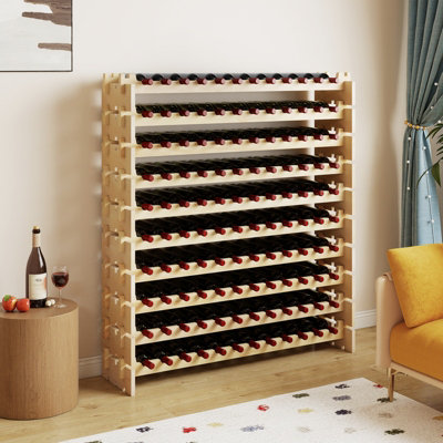 COSTWAY 120 Bottles Wine Rack 10-Tier Stackable Modular Bottle Holder ...