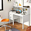 Costway 120 cm Computer Desk Study Writing Desk Home Office Workstation with 2 Drawers