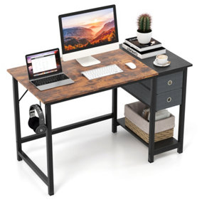 Costway 120 cm Home Office Desk Writing Desk Modern Computer Workstation with 2 Drawers