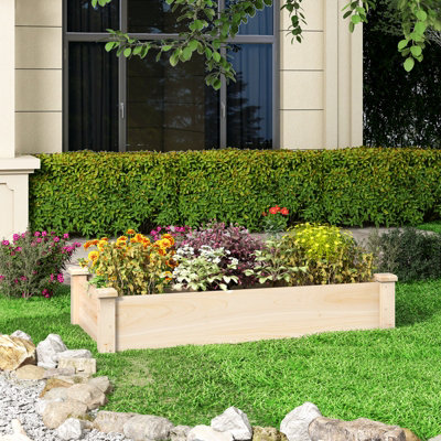COSTWAY 120 x 60 x 25 cm Wooden Raised Garden Bed Outdoor Rectangular ...