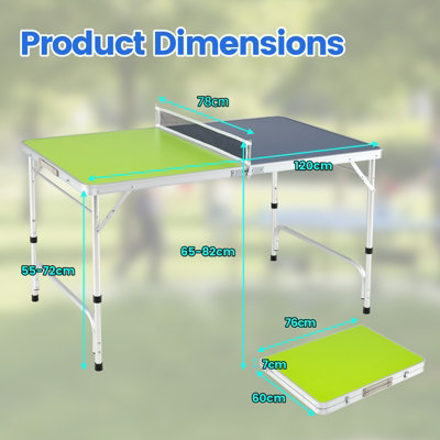 COSTWAY 120 x 76 CM Portable Ping Pong Table Foldable Mini Table Tennis ...