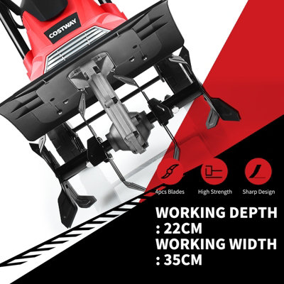 Costway 1200W Electric Tiller Garden Soil Cultivator Rotavator W/ Sharp 4 Tiller Blades - 5