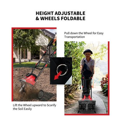 Costway 1200W Electric Tiller Garden Soil Cultivator Rotavator W/ Sharp 4 Tiller Blades - 6