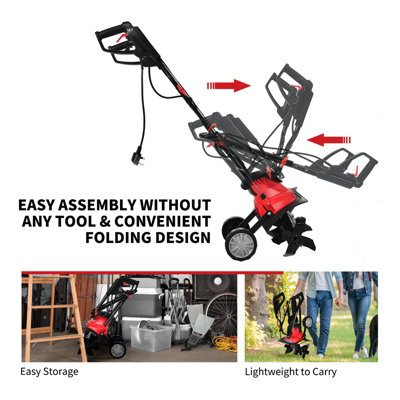 Costway 1200W Electric Tiller Garden Soil Cultivator Rotavator W/ Sharp 4 Tiller Blades - 8