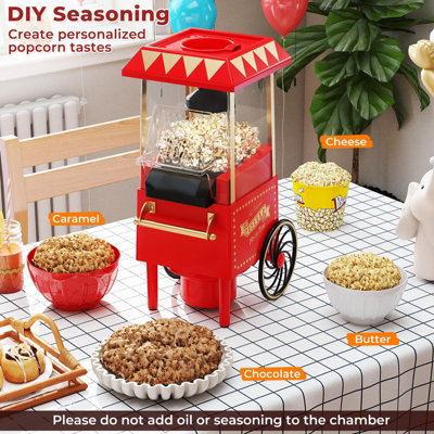 COSTWAY 1200W Popcorn Maker Cart Countertop Popping Machine for Movie ...