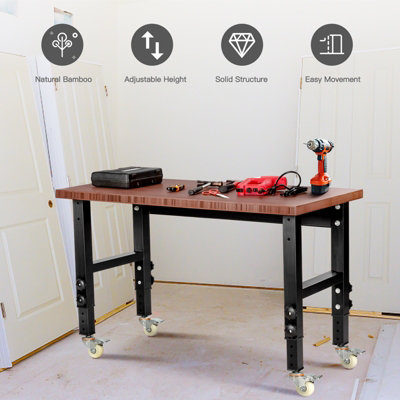 Adjustable work table on wheels sales
