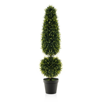 Costway 120CM Artificial Boxwood Topiary Tree Faux Topiary Plants with Natural Vines