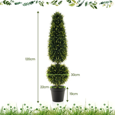 Costway 120CM Artificial Boxwood Topiary Tree Faux Topiary Plants with Natural Vines - 3