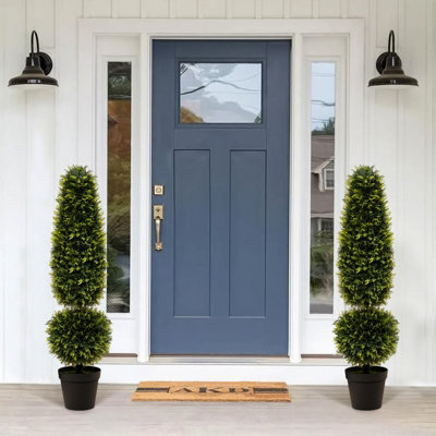 Costway 120CM Artificial Boxwood Topiary Tree Faux Topiary Plants with Natural Vines - 5