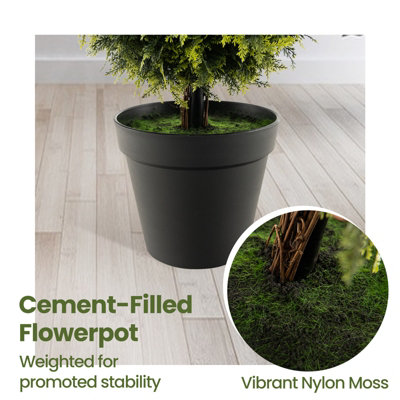 Costway 120CM Artificial Boxwood Topiary Tree Faux Topiary Plants with Natural Vines - 8