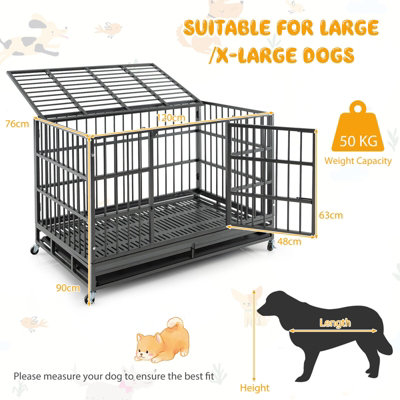 COSTWAY 120cm Heavy-Duty Metal Dog Cage Foldable Escape-Proof Dog Crate