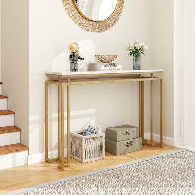 Marble narrow deals console table