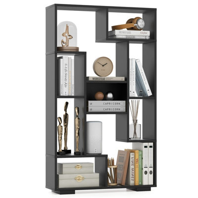 Costway 120cm Tall Bookshelf Modern Geometric Bookcase Book Storage ...