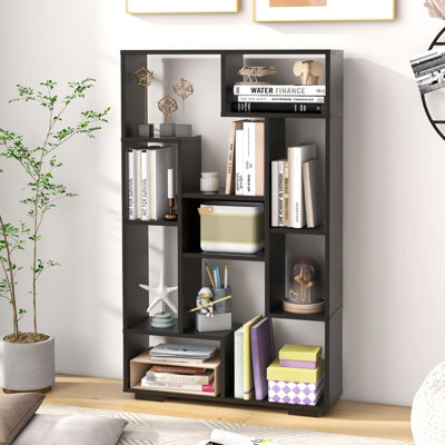 Costway 120cm Tall Bookshelf Modern Geometric Bookcase Book Storage ...