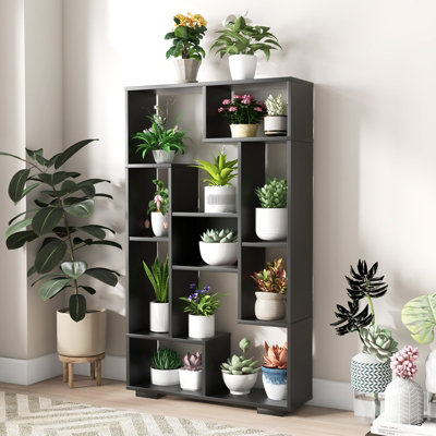 Costway 120cm Tall Bookshelf Modern Geometric Bookcase Book Storage ...