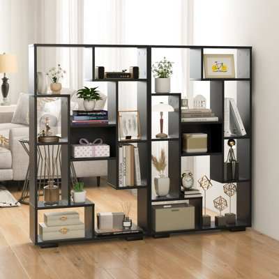 Costway 120cm Tall Bookshelf Modern Geometric Bookcase Book Storage ...